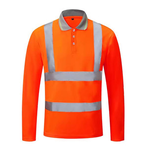High Visibility Heavy Duty Breathable Long Sleeve Polo <b>Shirts</b> Reflective Safety Workwear Construction Security Polo <b>Shirt</b> - Product Image 3