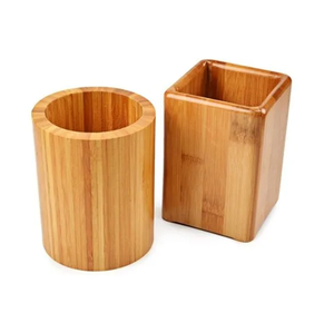 <b>Customised</b> Logo 2 Pieces Wood <b>Pen</b> Holder Manufacture Wholesale Price For Your Office & School Stationary Storage Organizer - Product Image 1