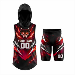 Suministro Directo de Fábrica, Conjuntos Deportivos Cortos para Hombre, Estilo Americano, Poliéster, Impresión Digital Personalizada, Secado Rápido, Nuevo Modelo Popular - Product Image 5