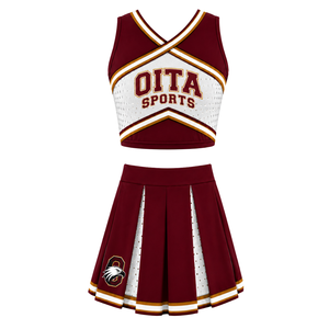 Ensemble uniforme de cheerleading marron : Crop top et jupe plissée pour compétition de danse d'équipe, tenue de performance sportive - Product Image 1