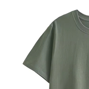 T-shirt pour homme en coton 100% vert olive, manches courtes, col rond, coupe classique, couleur unie, tricot velours, design personnalisé, écologique - Product Image 5