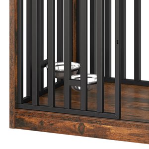 Modern Wood Large Breed Pet <b>Cage</b> with Storage Top Solid Wood & Metal Construction Powder-Coated Finish 50 lb Capacity Indoor Use - Product Image 6