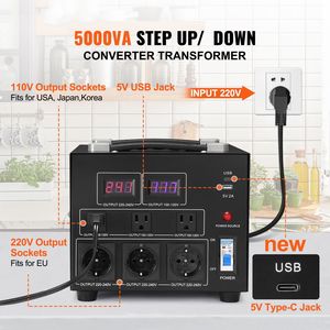 Convertitore di Tensione Professionale 5000W da 110V a 220V Step Up/Down per Adattatori da Viaggio - Product Image 5