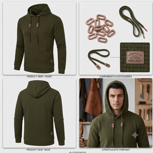 Service OEM – Nouveau design – Pull à capuche en maille gaufrée 100 % coton – Vert olive – Léger – Prix bas – Couleur unie – Respirant - Product Image 4