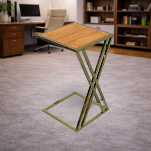 Mesa de Centro Metálica Elegante Metal Drake con Base de Acero Dorado en Forma de Cruz, Diseño Moderno para Sala de Estar, Dormitorio u Oficina - Product Image 4