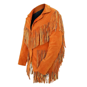 Women's Single Breasted Tassel <b>Suede</b> <b>Jacket</b> Coat Genuine Sheep <b>Leather</b> <b>Jacket</b> 2026 Autumn Elegant for women low moq - Product Image 3