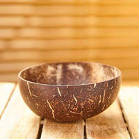 Bol artisanal DHT en coque de noix de coco, taille personnalisée, durable, style bohème, avec logo gravé/imprimé, couleur naturelle, origine Vietnam, en stock, pour la maison