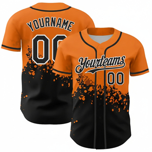 Custom <b>Baseball</b> Jersey Sublimation Print Team Uniform Red Black Splatter Paint Fade Match Shirt - Product Image 4
