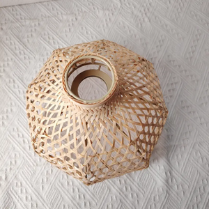 Luminaire suspendu en bambou à tissage ouvert pour la décoration du plafond de la maison, éclairage intérieur naturel - Product Image 5