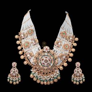 Antique Gold Plated <b>Bridal</b> <b>Necklace</b> <b>and</b> <b>Earring</b> <b>Set</b> by Kiyashi - Product Image 5