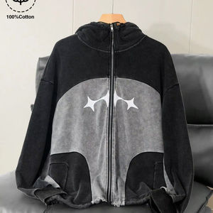 เสื้อฮู้ดดี้โอเวอร์ไซส์ผู้ชาย สไตล์สตรีทแวร์ลำลอง ใส่เล่นกีฬาได้ ผ้าคอตตอนหนานุ่ม ทรงหลวมไหล่ตก - Product Image 1