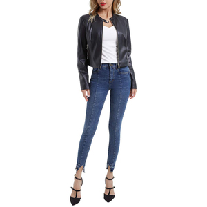 Latest Collar Button Womens Leather Fashion <b>Jacket</b> Shirt Style Thin Leather Coat <b>Lightweight</b> Spring Wear Fashionable Outerwear - Product Image 4
