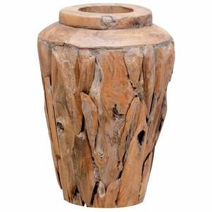 Vase décoratif en teck massif 15,7x23,6 pouces, bambou naturel et vase en bois - Product Image 3