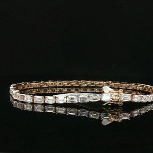 Bracelet tennis en diamant naturel taille émeraude 8,83 Ct |   Bracelet de luxe en or rose 18 carats |   Bijoux fins de couleur G SI1, cadeau pour femmes - Product Image 3