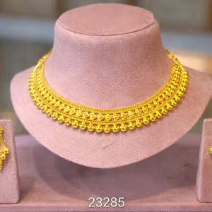 Conjunto de Joyería Étnica Nupcial Tradicional Chapado en Oro Modelo 23285 con Motivo Redondo, Collar Colgante y Gargantillas de Moda - Product Image 1