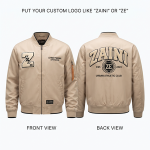 Blouson Bomber d'Hiver Coupe-Vent en Satin 240 GSM de Haute Qualité, Orange et Noir, avec Broderie de Logo Personnalisé et Patch en Chenille, Fermeture Éclair - Product Image 1