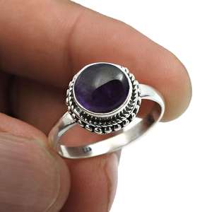 Elegant And Luxurious Silver <b>Ring</b> With Round Cut Amethyst Gemstone Premium Quality <b>Boho</b> Jewelry A Valuable Accessory For Girls - Product Image 2