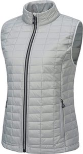 Chaleco acolchado negro sin mangas para mujer con cuello alto y cierre de cremallera para el invierno, ropa informal cálida - Product Image 4