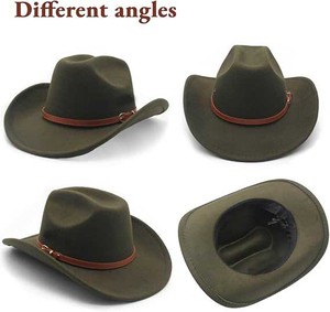 Genuine Distressed Leather <b>Hat</b> Western Cowboy Style Wide Brim <b>Bush</b> <b>Hat</b> Durable Outdoor Gear USA Europe Market Trend Style - Product Image 5