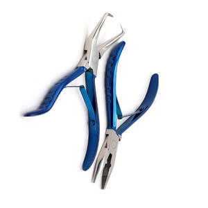 Pince à extensions de cheveux en acier inoxydable avec poignée bleue, outils d'installation et de retrait, qualité professionnelle supérieure - Product Image 2