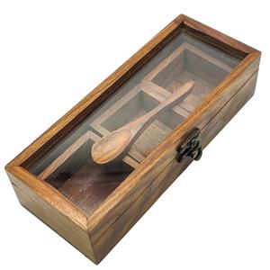 Boîte à épices en bois de vente directe d'usine avec cuillère pour cuisine hôtel et restaurant outils essentiels pour herbes et épices - Product Image 1