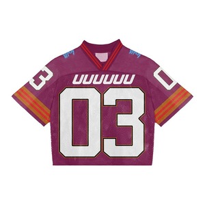 Custom High Quality Printed American Football Jersey Oversized <b>Mesh</b> <b>Short</b> Sleeve Boxy Fit 100% Polyester Summer Plus Size - Product Image 3