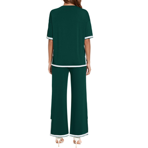 Ensemble de survêtement décontracté 2 pièces pour femme, motif uni, avec pantalon assorti, idéal pour l'été et les voyages, collection 2026 - Product Image 5