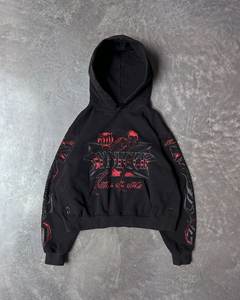 Sweat à capuche zippé en molleton bouclette personnalisé, de bonne qualité, avec impression en relief, style Y2K, coupe courte, rose - Product Image 4