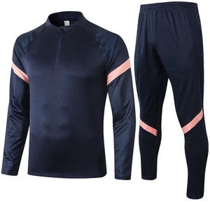 Ensemble de sport pour homme, bleu, à blocs de couleur, demi-zip, manches longues, séchage rapide, léger, coupe ajustée longue, vêtements de sport printemps - Product Image 2