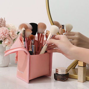Trousse de Maquillage Semi-Transparente Autoportante avec Fermeture Éclair OEM, Confortable à Manipuler, Gain de Place, Étanche, Organisateur de Pinceaux de Maquillage - Product Image 3