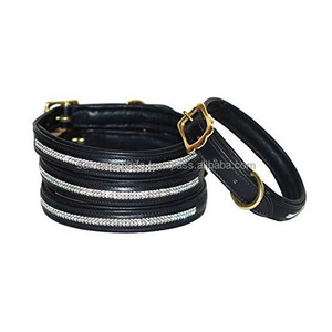 Saman Exporte un collier de chien rembourré en cuir de qualité supérieure avec du cristal, fabricant et fournisseur Saman Exports - Product Image 2
