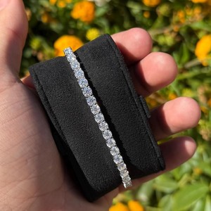 Bracelet tennis en argent sterling 925 avec diamants Moissanite, style hip-hop, bijoux de luxe, coupe brillante ronde VVS, bracelet ouvert - Product Image 1