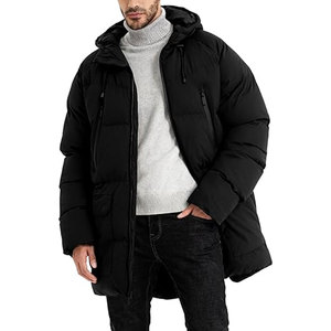 Manteau d'hiver long pour homme, à capuche, chaud, matelassé, imperméable, épais, parka rembourrée, vêtement d'extérieur isolé pour temps froid - Product Image 1