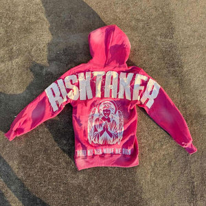 Sudadera con Capucha Rosa Personalizada para Hombre, con Apliques de Letras, Estilo Urbano, Felpa Francesa Transpirable, Corte Regular, Bolsillo Canguro, para Invierno - Product Image 4
