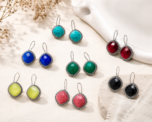 Pendientes Colgantes para Mujer con Turquesa Verde Ónix Oxidada Plateada, Estilos Tradicionales Hechos a Mano Personalizados con Engaste de Bisel, Venta al por Mayor - Product Image 2