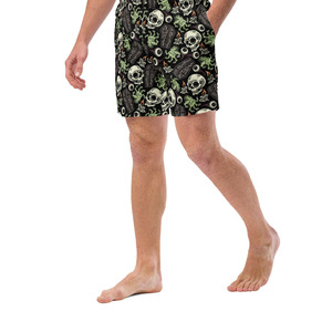 Custom <b>Men's</b> Black <b>Green</b> Skull Coffin Print <b>Shorts</b> Halloween Streetwear Casual Summer <b>Shorts</b> - Product Image 1