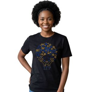 T-shirt graphique afro pour femme, manches courtes, col rond, streetwear décontracté, tee-shirt imprimé personnalisé en coton, vêtement tendance - Product Image 1
