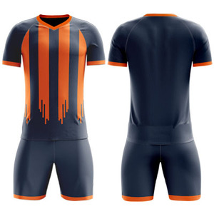 Uniforme de Fútbol Personalizado para Hombre, Cuello en V, Manga Corta, Rayado, 100% Poliéster, Absorbe la Humedad, Ajuste Atlético, Ropa de Equipo - Product Image 3