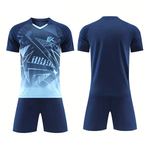 Conjunto de Camiseta de Fútbol Sublimada con Diseño Geométrico Azul Marino para Hombre, Manga Corta, Absorbe la Humedad, Ajuste Atlético, Uniforme de Fútbol - Product Image 1