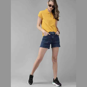 เสื้อโปโลผู้หญิง เสื้อยืดใหม่สำหรับฤดูใบไม้ผลิและฤดูร้อน ผ้าพิมพ์ลายแบบวอชเอฟเฟค พร้อมลายพิมพ์ดิจิทัล เสื้อโปโลผู้หญิง - Product Image 4