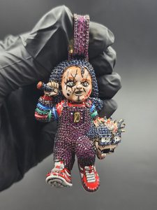 Colgante de Lujo de Plata 925 con Diseño 3D de Muñeco Chucky Esculpido, Estilo Hip Hop Rapper, con Moissanita VVS Personalizada, Bañado en Rodio/Oro, Regalos - Product Image 6
