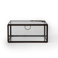 Boîte à bijoux rectangulaire en verre de style européen avec garniture en laiton doré, couvercle à charnière, étui de présentation, organisateur élégant pour la décoration de la maison, cadeau