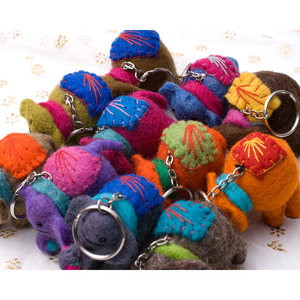 Elephant Design Handmade <b>Cartoon</b> 3D Shape Soft Wool Felt Plush Key Chain Key <b>Ring</b> - Product Image 1