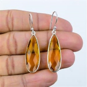 Boucles d'oreilles pendantes en quartz citrine en forme de poire, vente en gros - Product Image 6