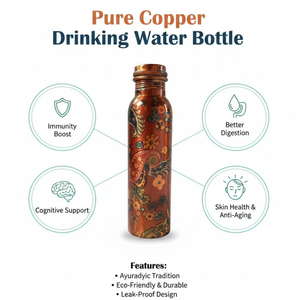 Pure Copper Drinking <b>Water</b> <b>Bottle</b> | Ayurvedic Health Benefits Leakproof Designer Printed Copper Storage <b>Bottle</b> for Daily Use - Product Image 6