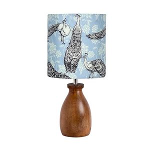 Vintage <b>Peacock</b> Bird Table <b>Lamp</b> Fabric <b>Shade</b> Tabletop Bedside Nightstand Light Home Decor - Product Image 3