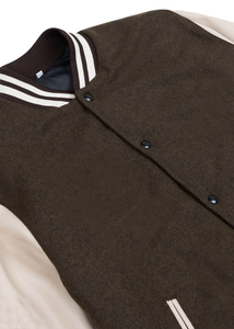 Chaqueta de béisbol vintage de invierno para hombre con logotipo personalizado del fabricante, bordado en chenilla, cuello mandarín, chaqueta universitaria de lana. - Product Image 5