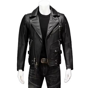 Chaqueta de cuero PU para hombre, estilo motociclista, talla grande, con capucha, transpirable, con cremallera, para otoño, en marrón y negro, venta al por mayor de fábrica. - Product Image 1