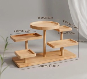Organisateur de rangement en bois à 5 niveaux pour bijoux, parfums et usage en cuisine, support de rangement de table, décoration intérieure, organisation - Product Image 2