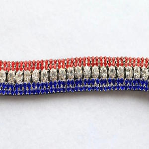 Bande de sourcil de cheval en cuir noir anglais de haute qualité, personnalisé avec des cristaux rouges, bleus et argentés, strass, chaîne bling - Product Image 5